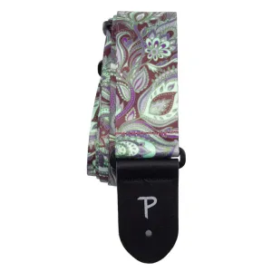 BURGANDY MINT PAISLEY PRINTED DESIGN POLYESTER GUITAR STRAP
