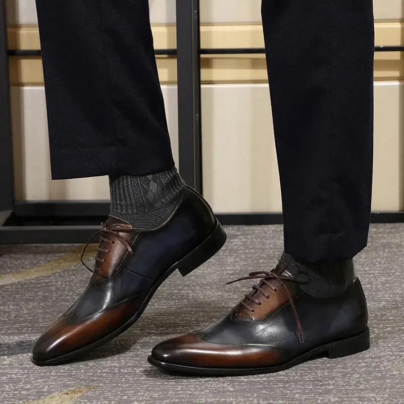 Calfskin Handmade Business Office Lace-up Mens Dress Shoes