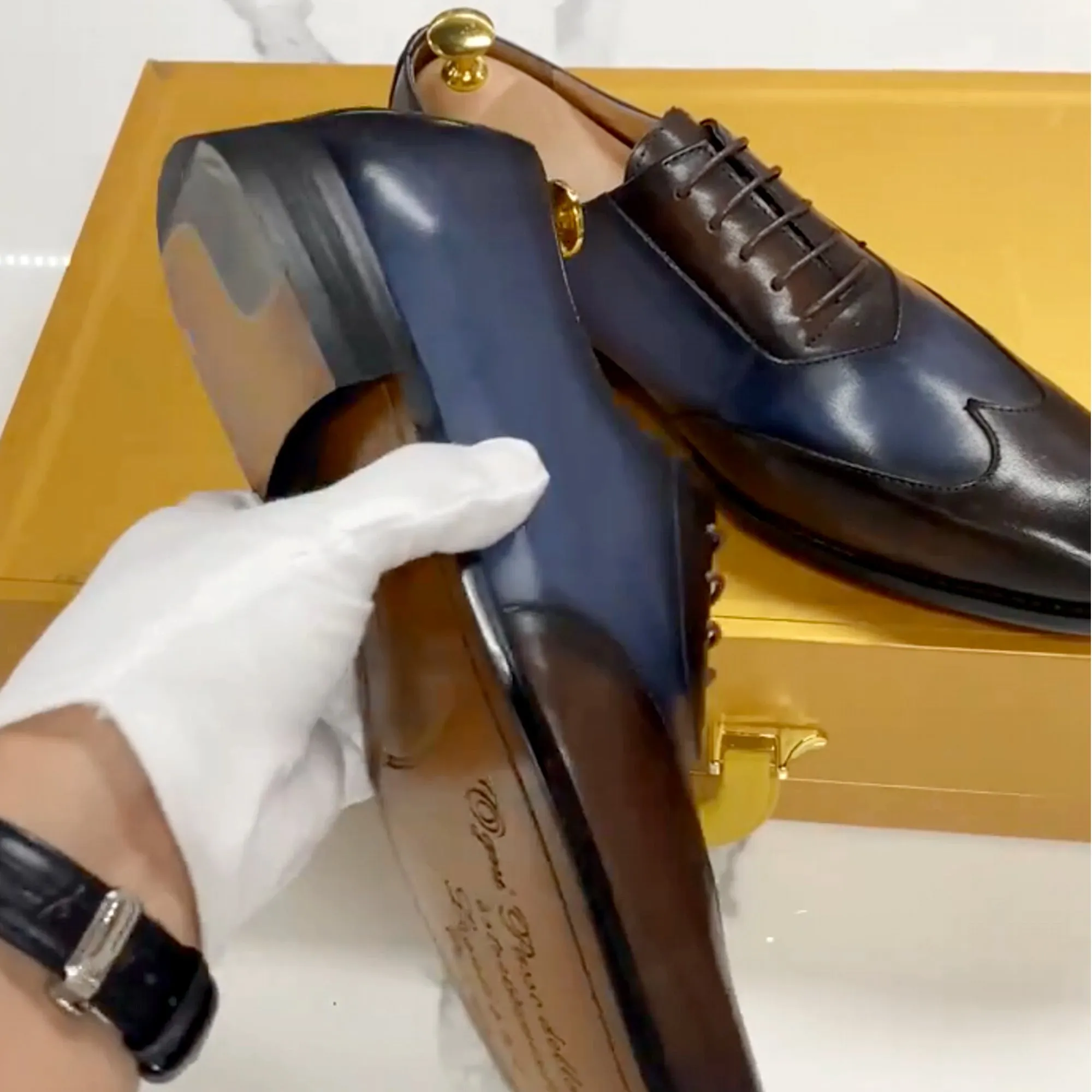Calfskin Handmade Business Office Lace-up Mens Dress Shoes