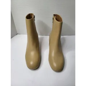 Camper Kiara Beige leather ankle boots Glossy Round toes Block heel Size 8.5