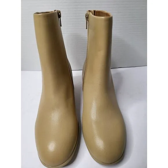 Camper Kiara Beige leather ankle boots Glossy Round toes Block heel Size 8.5