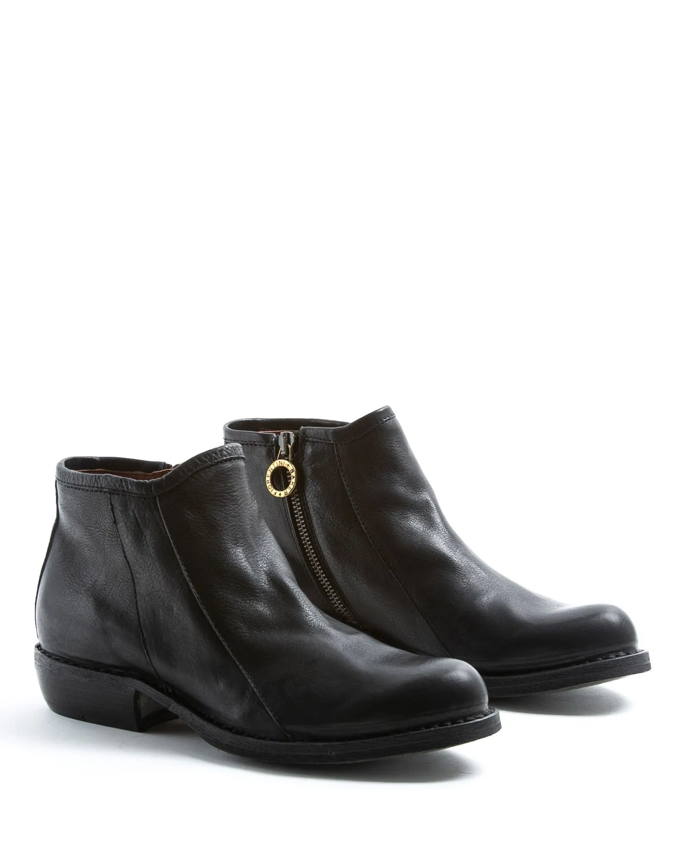 CARP Black Leather Ankle Boots