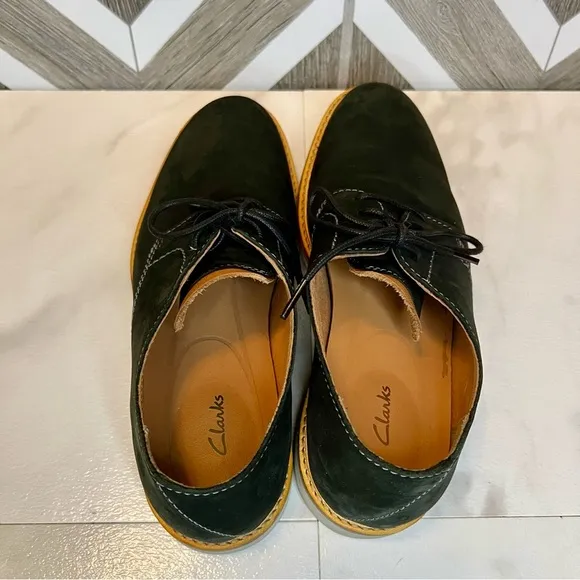 Clarks Atticus Lace Men's Black Nubuck Leather Lace Up Derby Shoes size 7