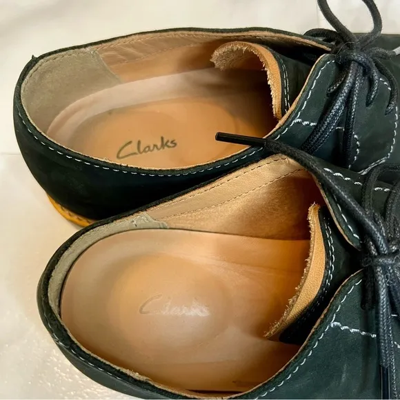 Clarks Atticus Lace Men's Black Nubuck Leather Lace Up Derby Shoes size 7