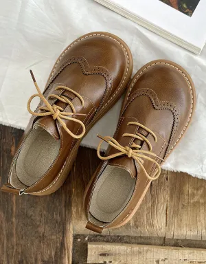 [Clearance] Wide Toe Box Brogue Style Oxford Shoes (40)