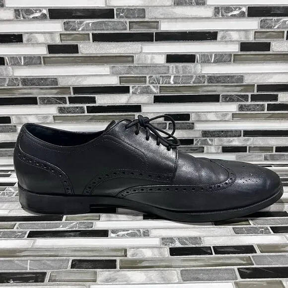 Cole Haan Grand OS C23793 Jefferson Leather Black Wingtip Shoes‎ Mens Size 13 M