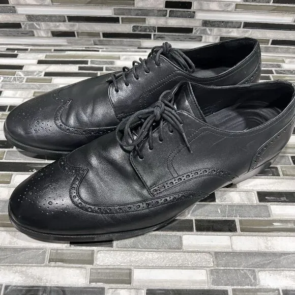 Cole Haan Grand OS C23793 Jefferson Leather Black Wingtip Shoes‎ Mens Size 13 M