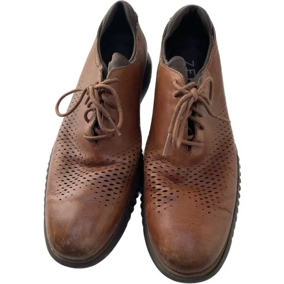 Cole Haan Men's 2.ZeroGrand Lined Laser Wingtip Oxford Tan Style C25351, 11M