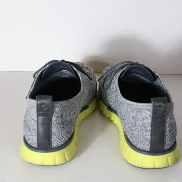 Cole Haan Zerogrand Stitchlite Wingtip Oxford Mens 10 Blue Yellow Knit C30411