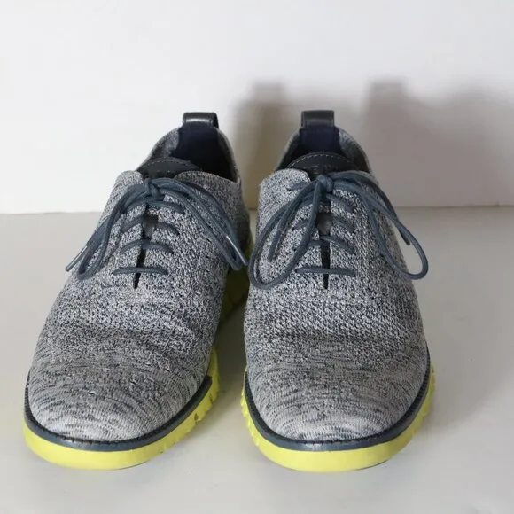 Cole Haan Zerogrand Stitchlite Wingtip Oxford Mens 10 Blue Yellow Knit C30411