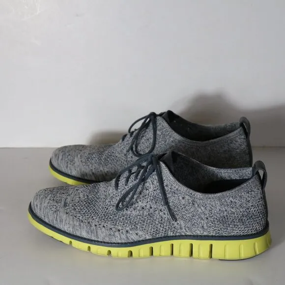 Cole Haan Zerogrand Stitchlite Wingtip Oxford Mens 10 Blue Yellow Knit C30411