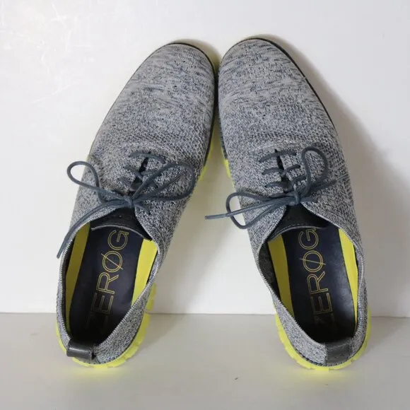 Cole Haan Zerogrand Stitchlite Wingtip Oxford Mens 10 Blue Yellow Knit C30411