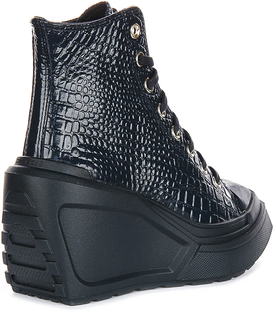 Converse Chuck 70 De Luxe Wedge A10037C In Navy Leather
