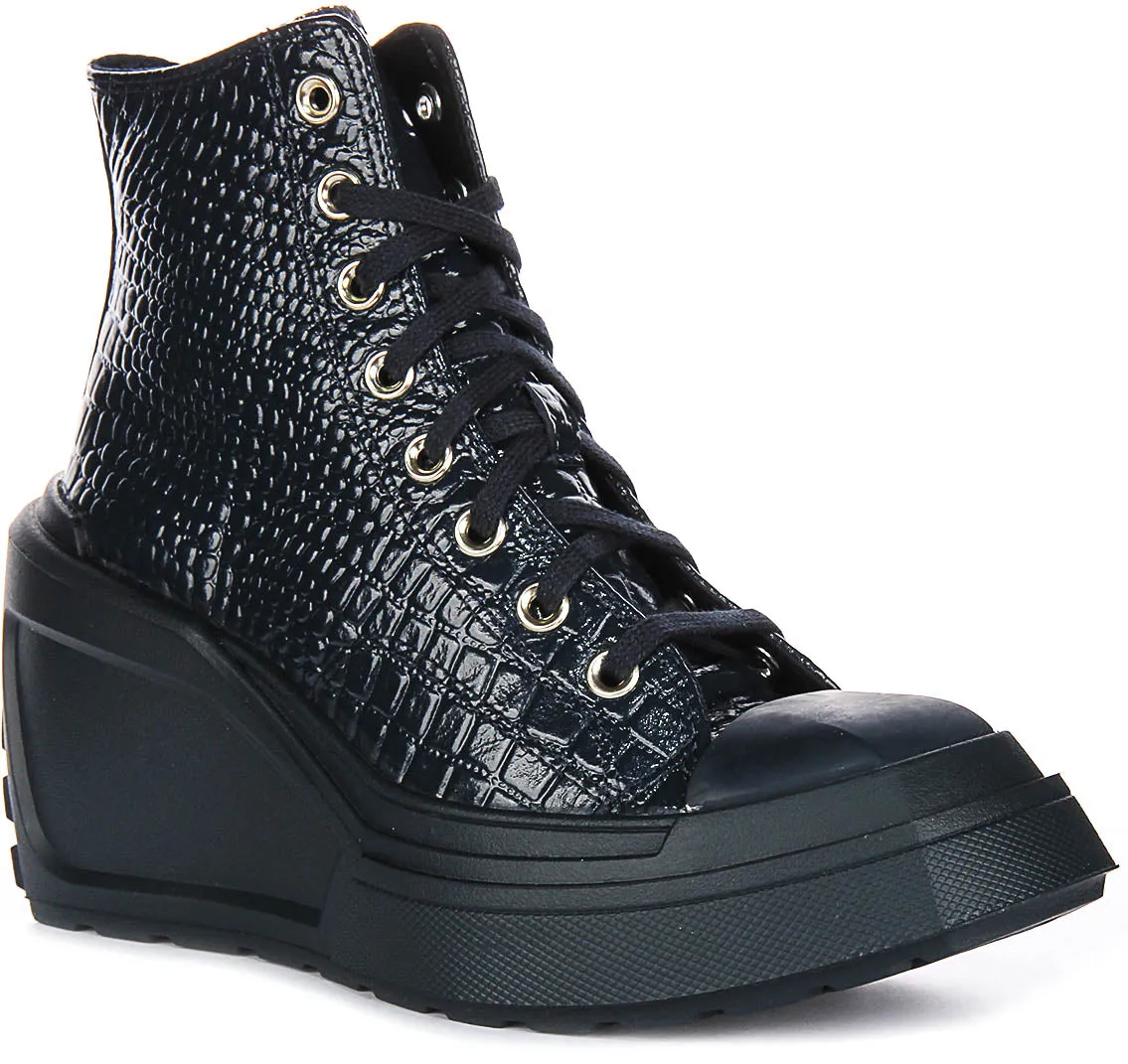 Converse Chuck 70 De Luxe Wedge A10037C In Navy Leather