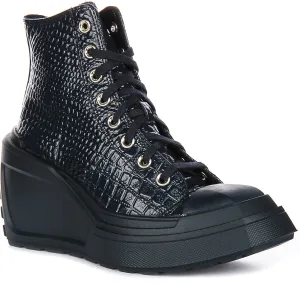 Converse Chuck 70 De Luxe Wedge A10037C In Navy Leather