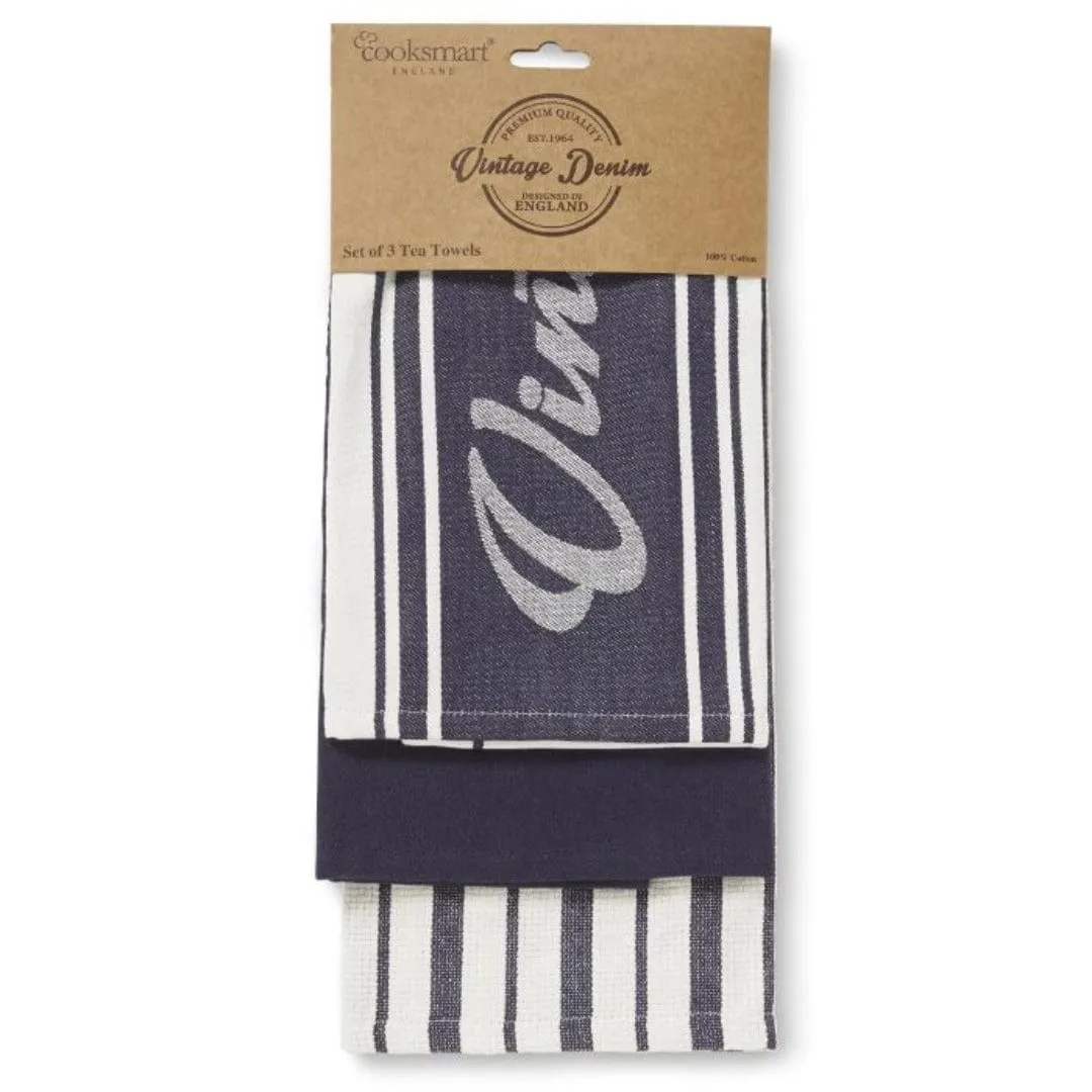Cooksmart Oxford Denim Tea Towel Set of 3 CS9908