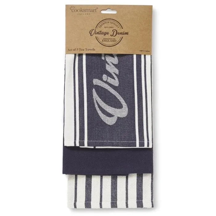 Cooksmart Oxford Denim Tea Towel Set of 3 CS9908