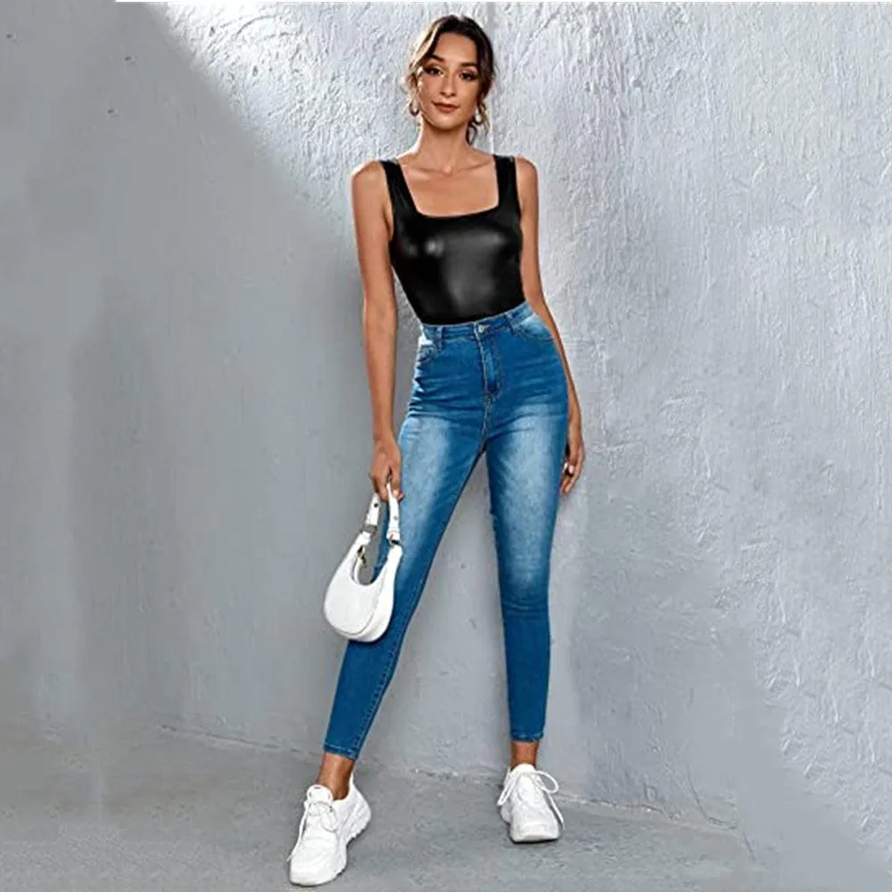 Crop Top Gothic Streetwear Patent Leather Tank Top