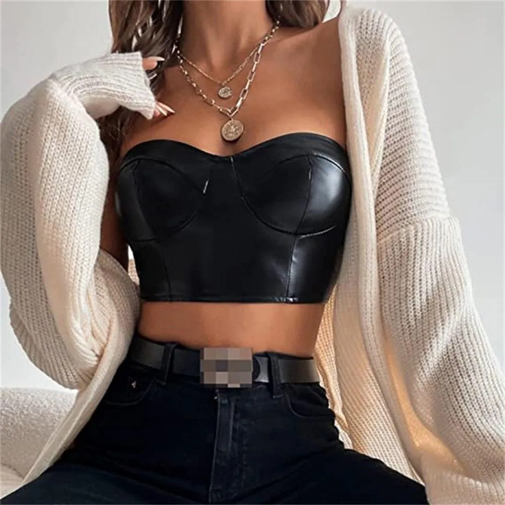 Crop Top Gothic Streetwear Patent Leather Tank Top