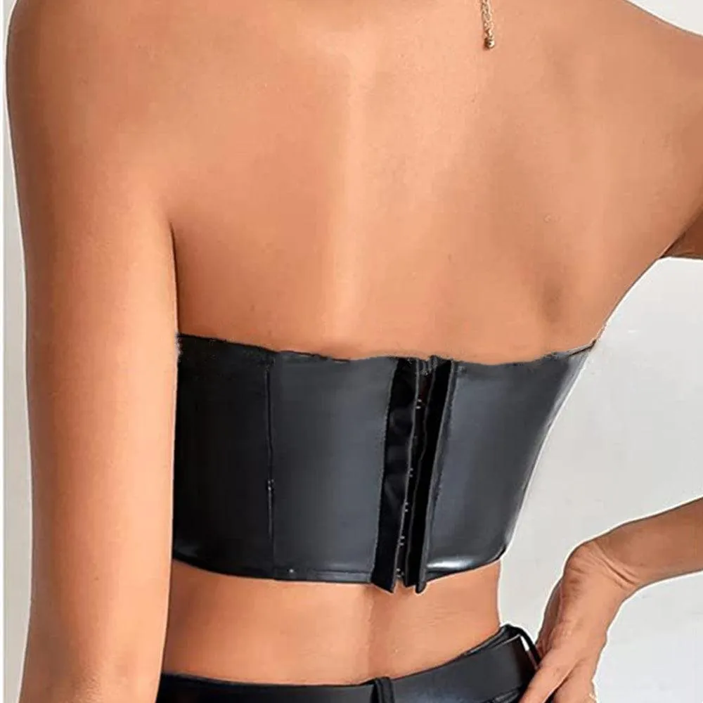 Crop Top Gothic Streetwear Patent Leather Tank Top