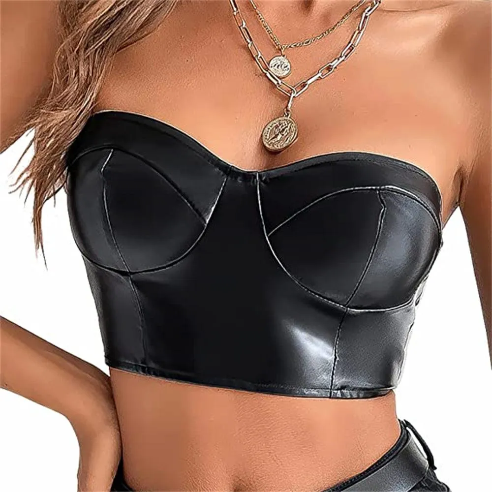 Crop Top Gothic Streetwear Patent Leather Tank Top