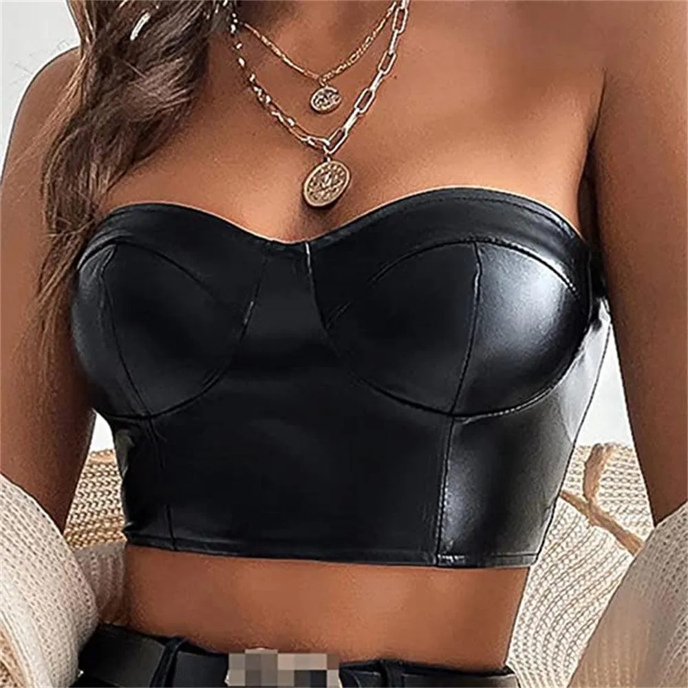 Crop Top Gothic Streetwear Patent Leather Tank Top