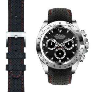 Curved End Racing Leather Strap for Rolex Daytona with Tang Buckle