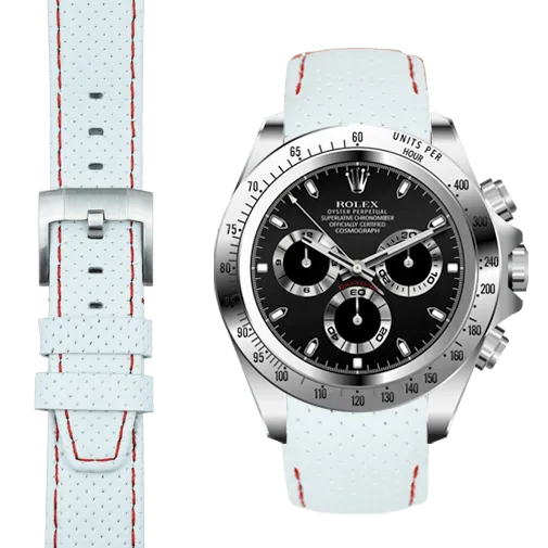 Curved End Racing Leather Strap for Rolex Daytona with Tang Buckle