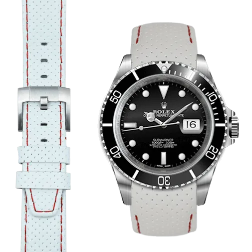 Curved End Racing Leather Strap for Rolex Submariner with Tang Buckle