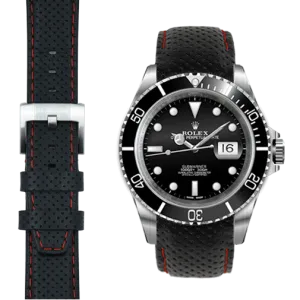 Curved End Racing Leather Strap for Rolex Submariner with Tang Buckle