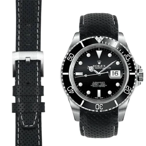 Curved End Racing Leather Strap for Rolex Submariner with Tang Buckle