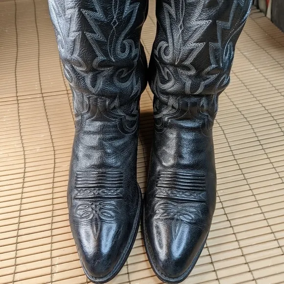 DAN POST men's size 10 D #9398 All Leather Black Western COWBOY BOOTS. Repair sp