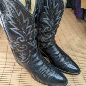 DAN POST men's size 10 D #9398 All Leather Black Western COWBOY BOOTS. Repair sp