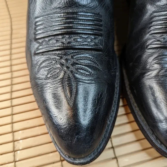 DAN POST men's size 10 D #9398 All Leather Black Western COWBOY BOOTS. Repair sp