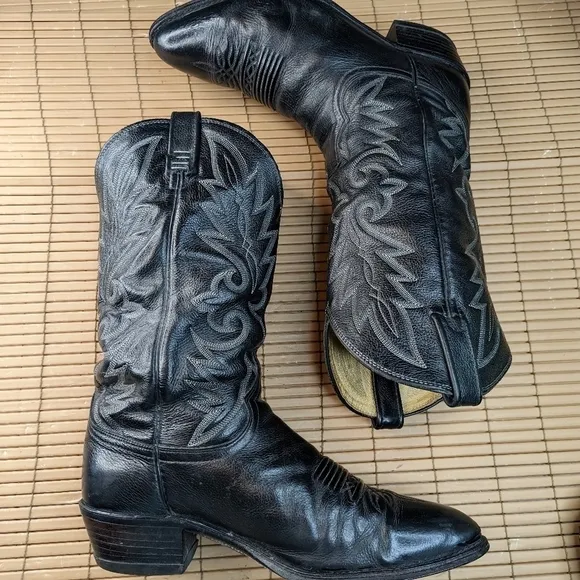 DAN POST men's size 10 D #9398 All Leather Black Western COWBOY BOOTS. Repair sp