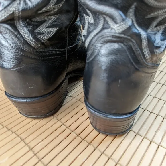 DAN POST men's size 10 D #9398 All Leather Black Western COWBOY BOOTS. Repair sp