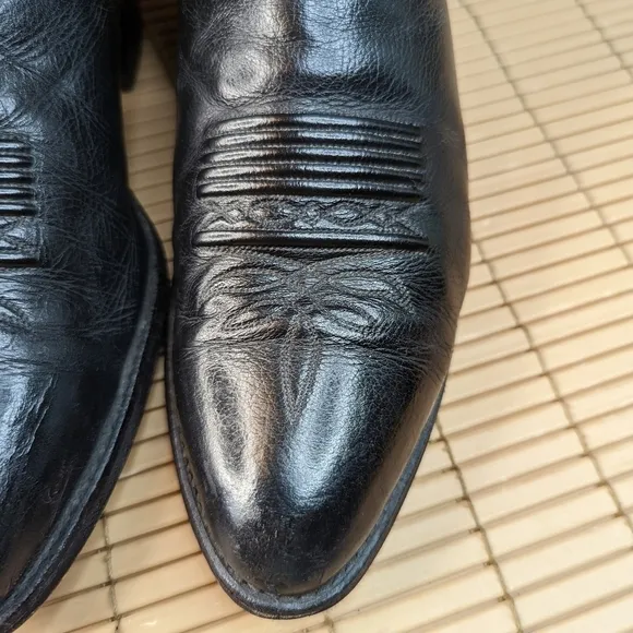 DAN POST men's size 10 D #9398 All Leather Black Western COWBOY BOOTS. Repair sp