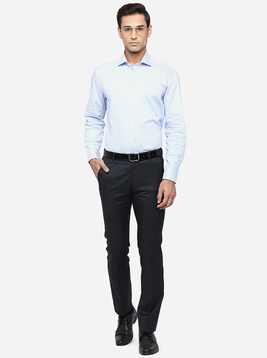Dark Blue Solid Slim Fit Formal Trouser | Greenfibre