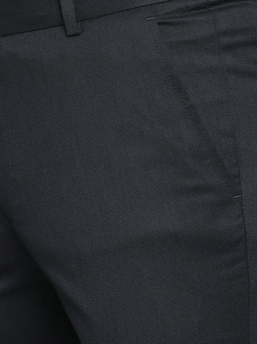 Dark Blue Solid Slim Fit Formal Trouser | Greenfibre