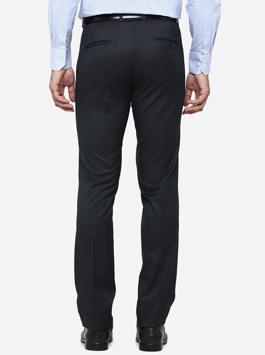Dark Blue Solid Slim Fit Formal Trouser | Greenfibre