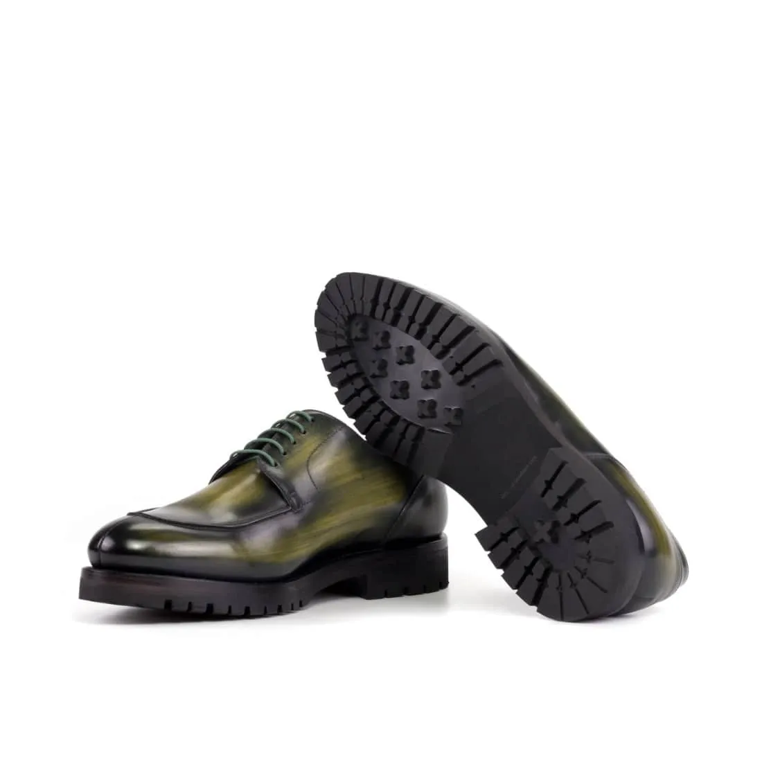 Derbie Chasse en cuir patiné vert - Semelles Commando