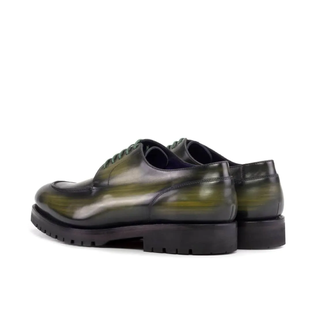 Derbie Chasse en cuir patiné vert - Semelles Commando