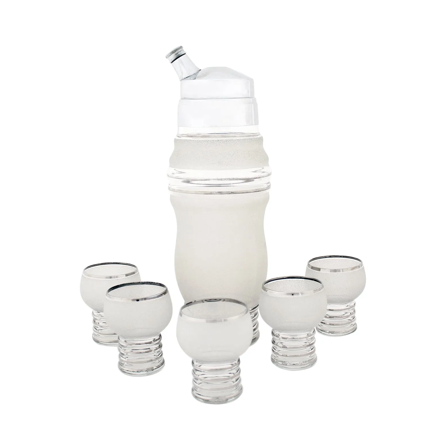 Derby Silver Martini Shaker and Glasses