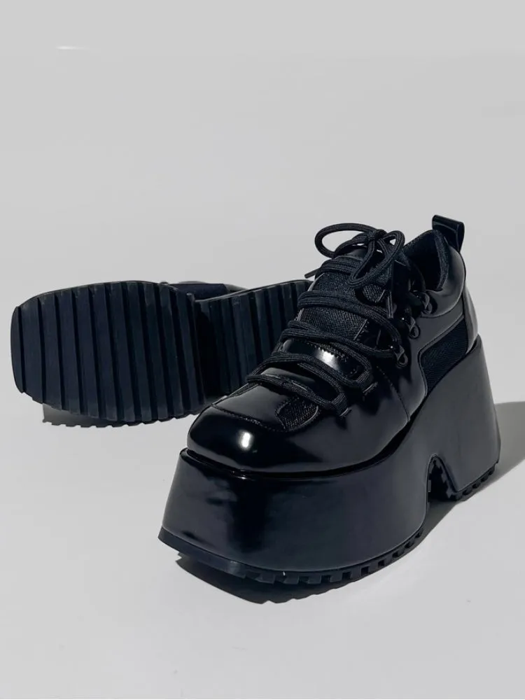 Derby Square Toe Lace Up Platform Shoes【s0000005195】