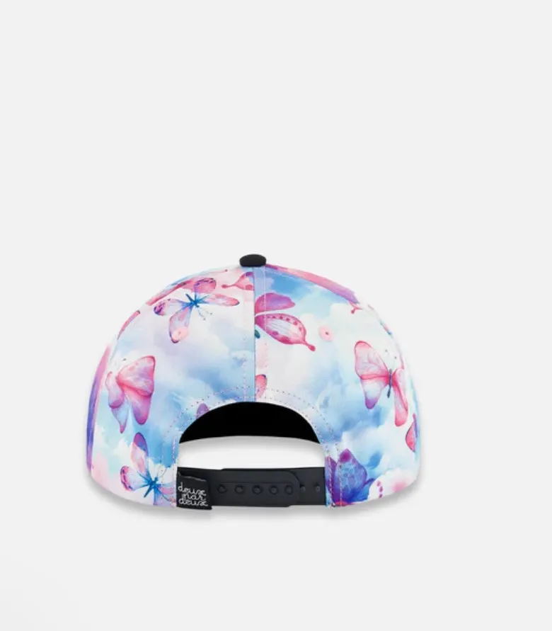 Deux Par Deux Printed Cap Butterflies On Multicolored And Black Background: Size 6 months - 14 Years