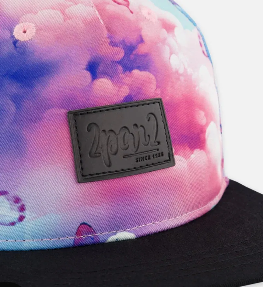 Deux Par Deux Printed Cap Butterflies On Multicolored And Black Background: Size 6 months - 14 Years
