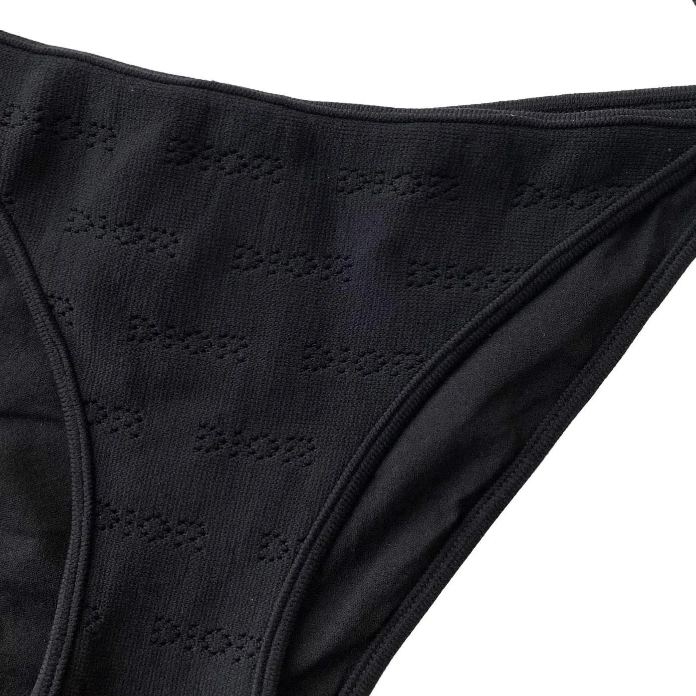 Dior Black Perforated Logo Bikini