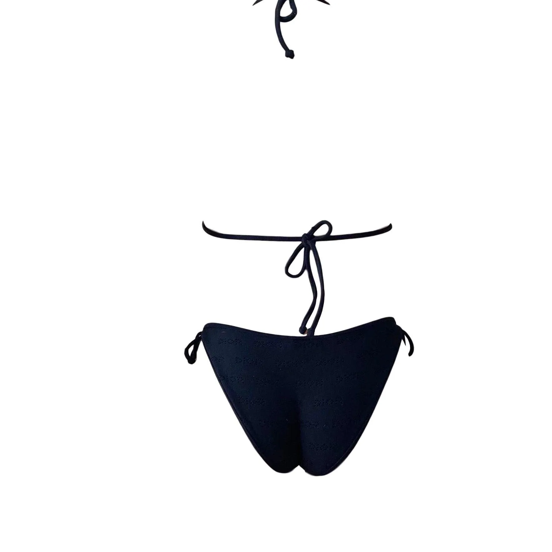 Dior Black Perforated Logo Bikini
