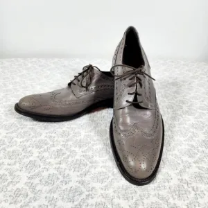Donald J. Pliner Italian Grey Emerik Wingtip Oxford Lasercut Shoes Size 10