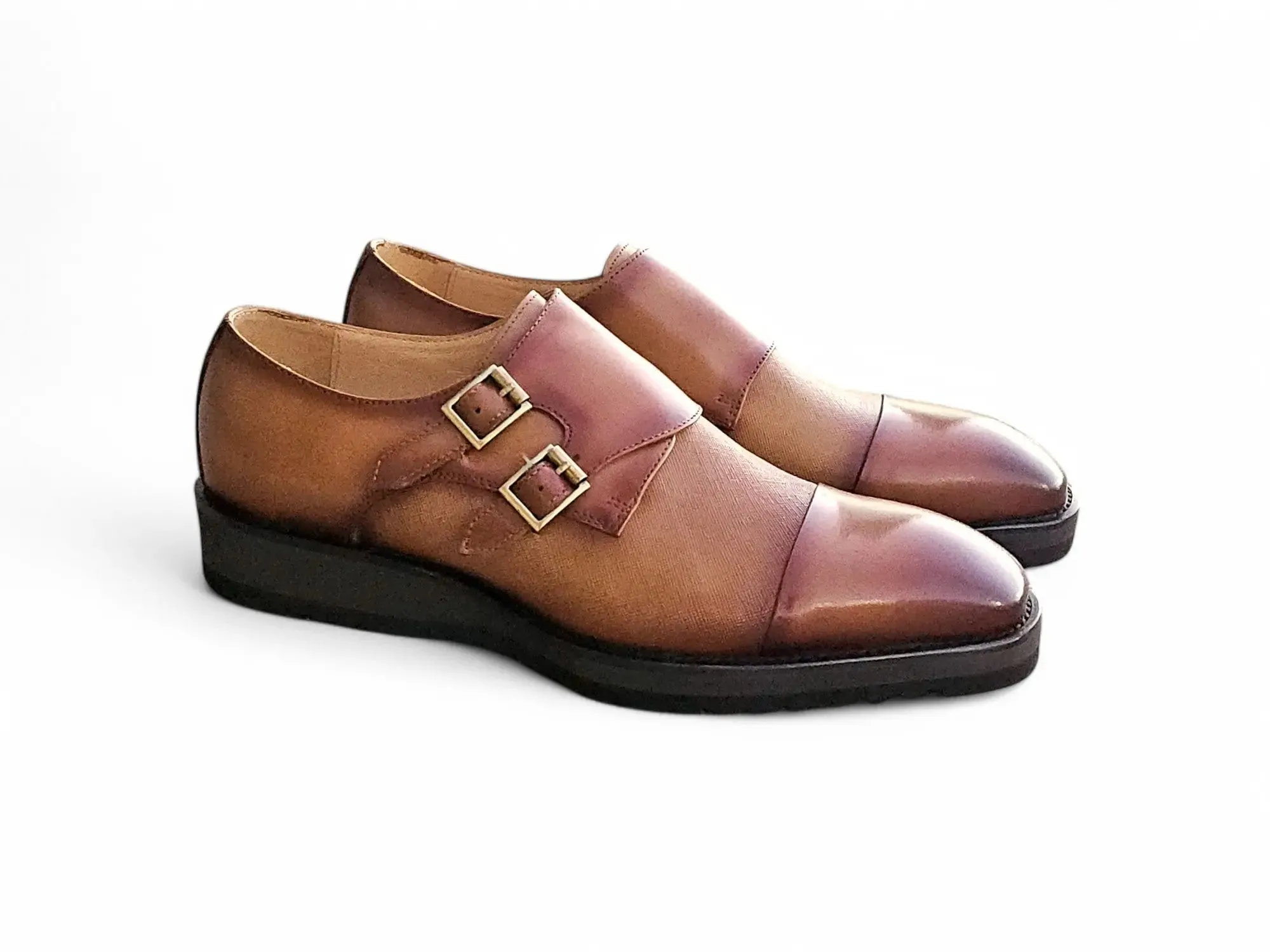 Double Monk Strap Burnished Loafer